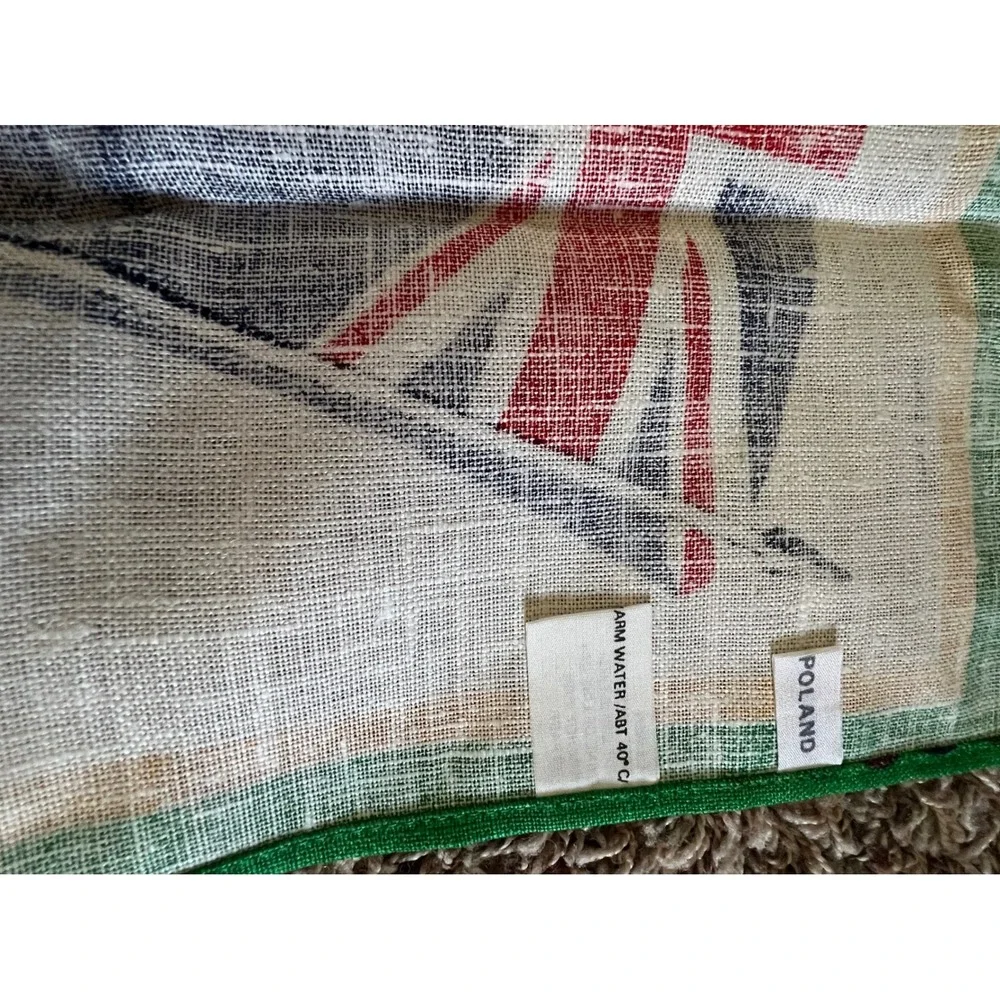 Vintage We Love Australia Pure Linen Tea Towel Kangaroo Koala Flag Souvenir Neil